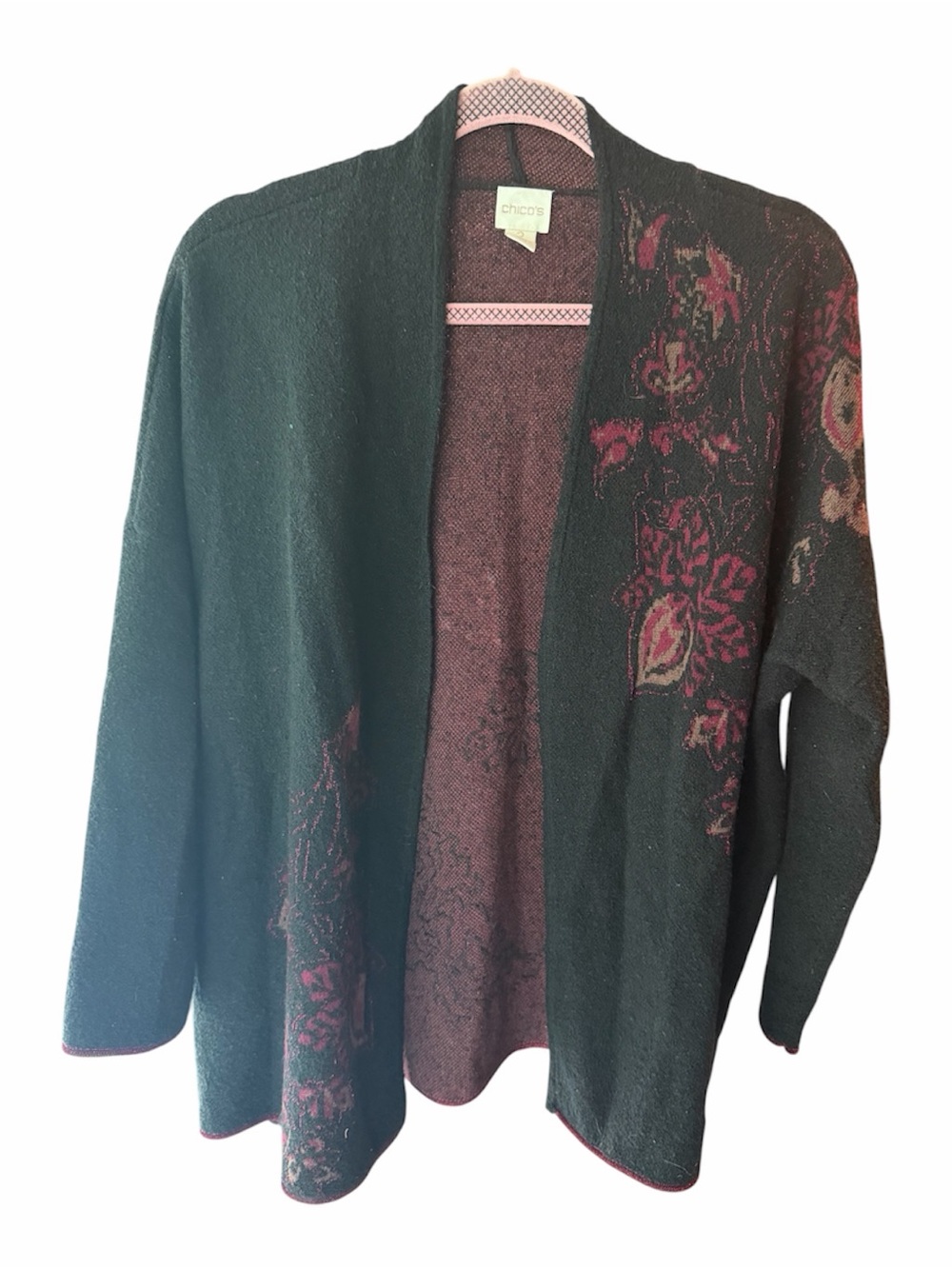 Chicos Women’s Open Cardigan Boho Sweater sz2 US 12/14